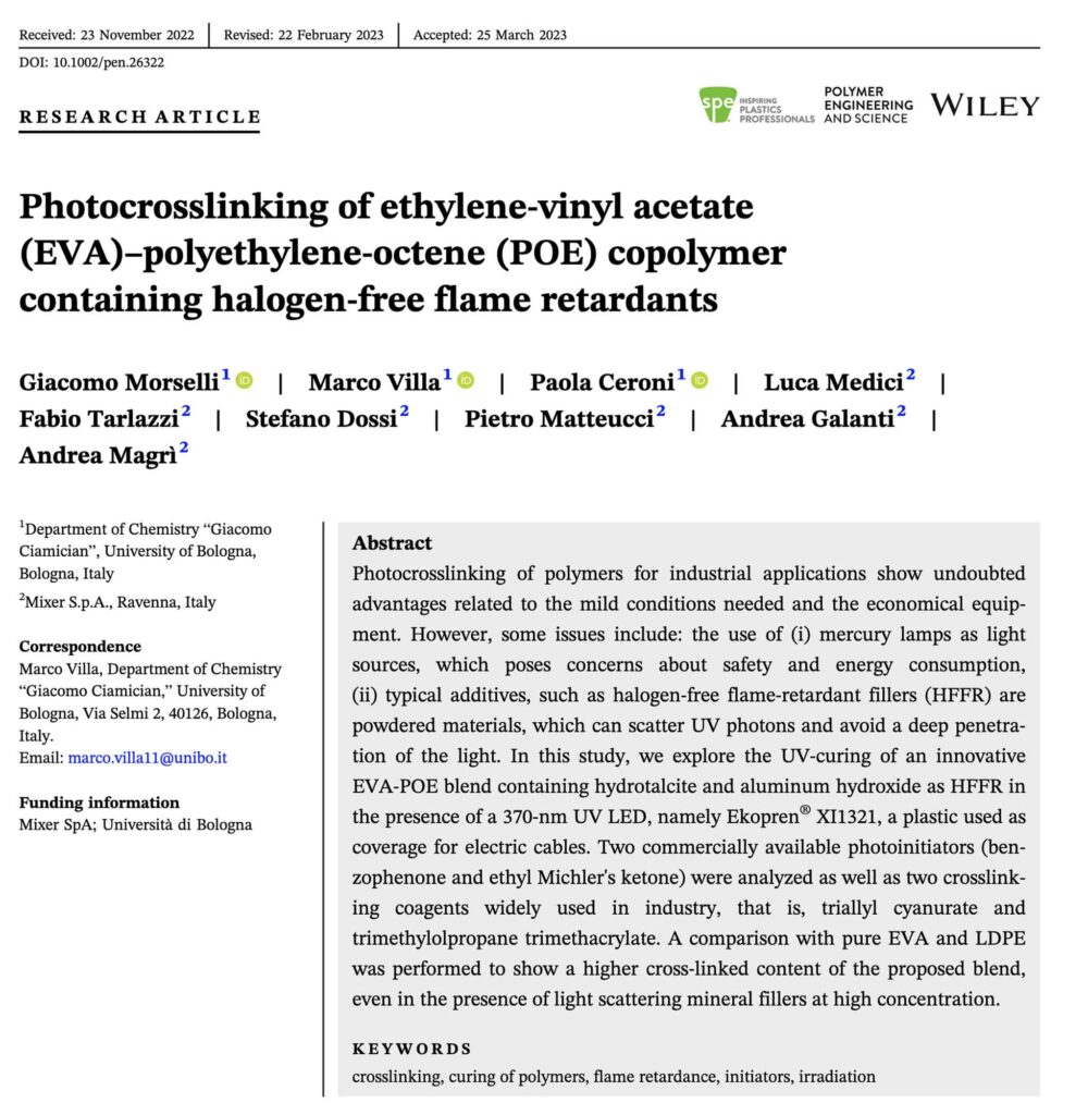 UV-curing of an innovative blend, the study by Mixer and UniBO